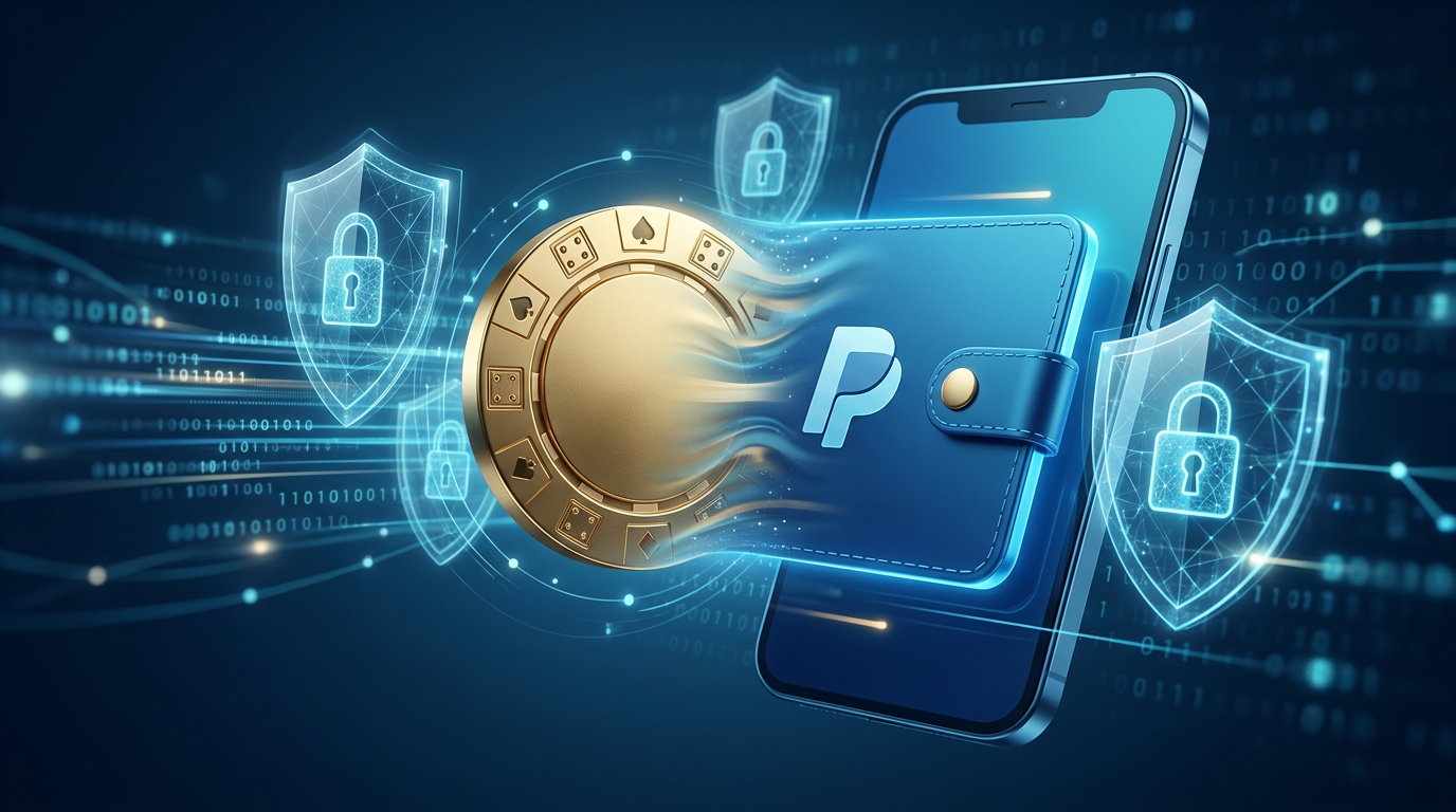 Cybersecurity and digital payments illustration for online casinos in 2026.